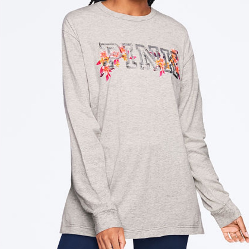 NEW PINK BLING CAMPUS LONGSLEEVE TEE